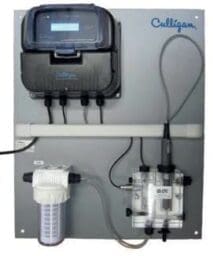 Thewatec Culligan Wasseraufbereitungsanlage mit Steuergerät, Filter und transparenten Gehäusen, geeignet für industrielle Wasserfiltration und -aufbereitung